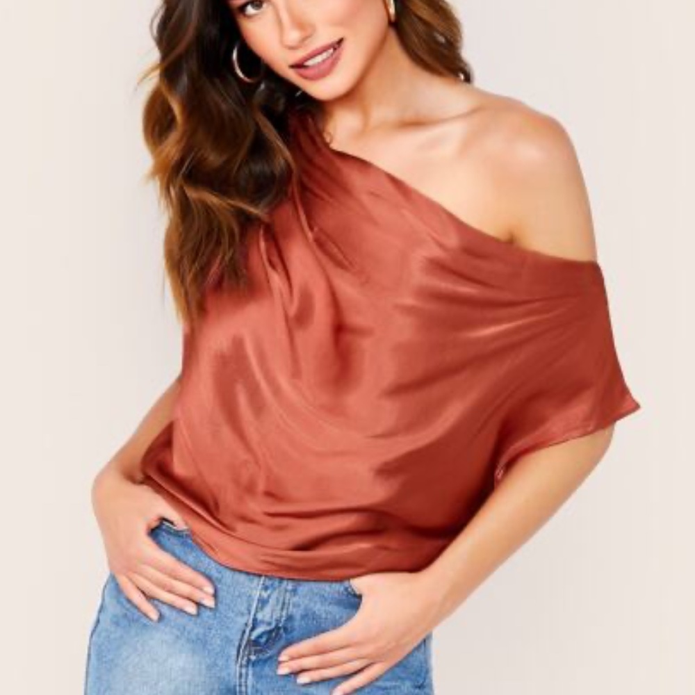 SheIn Rust Drop Shoulder Top